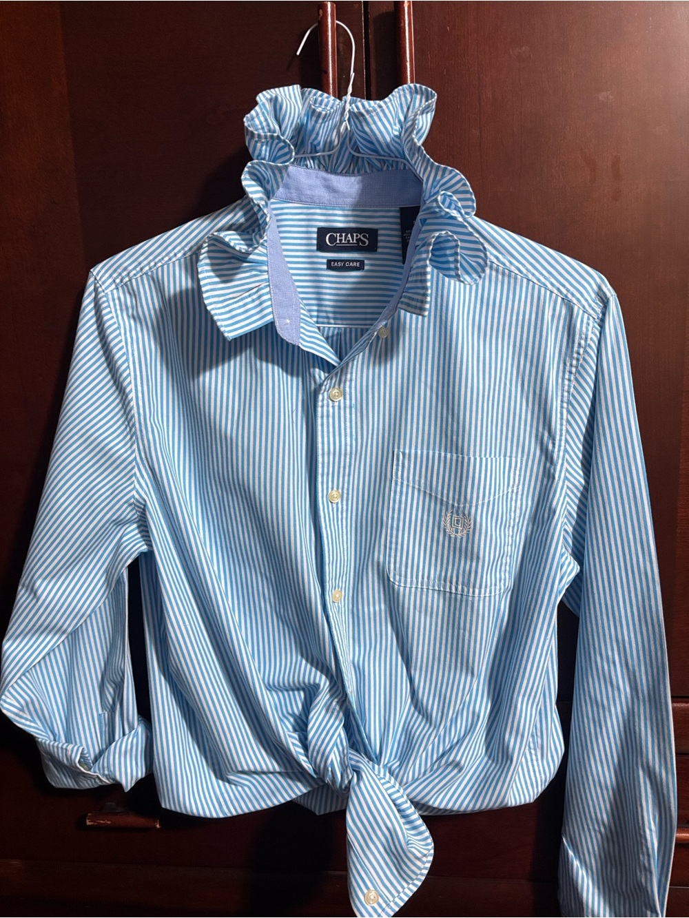 Upcycled/RelovedChaps Sky Blue/White Striped Shirt